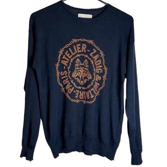 ZADIG & VOLTAIRE Merino Wool Sweater Kansas Bis Size XS Oversized WCMR1119F - Picture 1 of 12